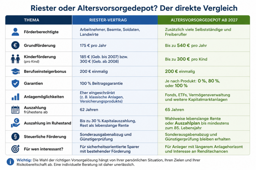 Riester oder Altersvorsorgedepot