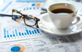 coffee, graph, business, cup, pen, office, paper, work, glasses, table, finance, notebook, drink, financial, desk, newspaper, breakfast, accounting, report, chart, market, laptop, stock